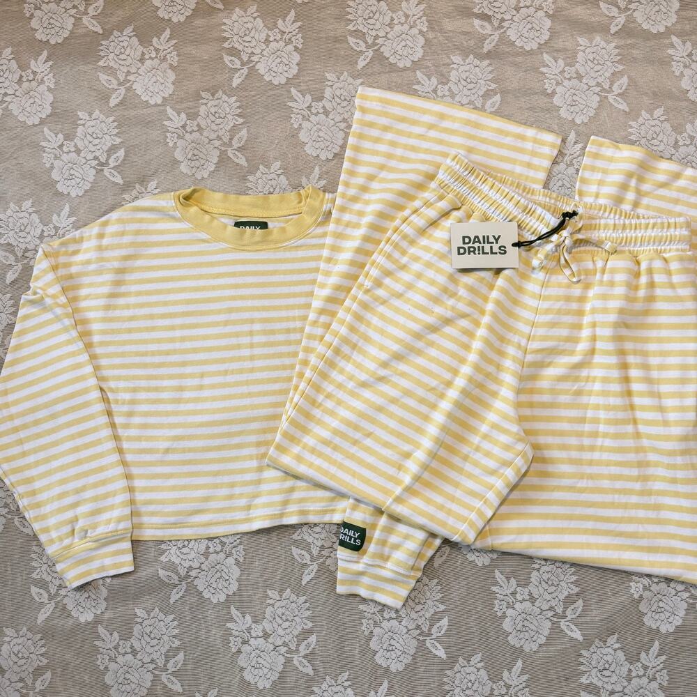 Daily Drills Yellow Striped Matching Set XS/S